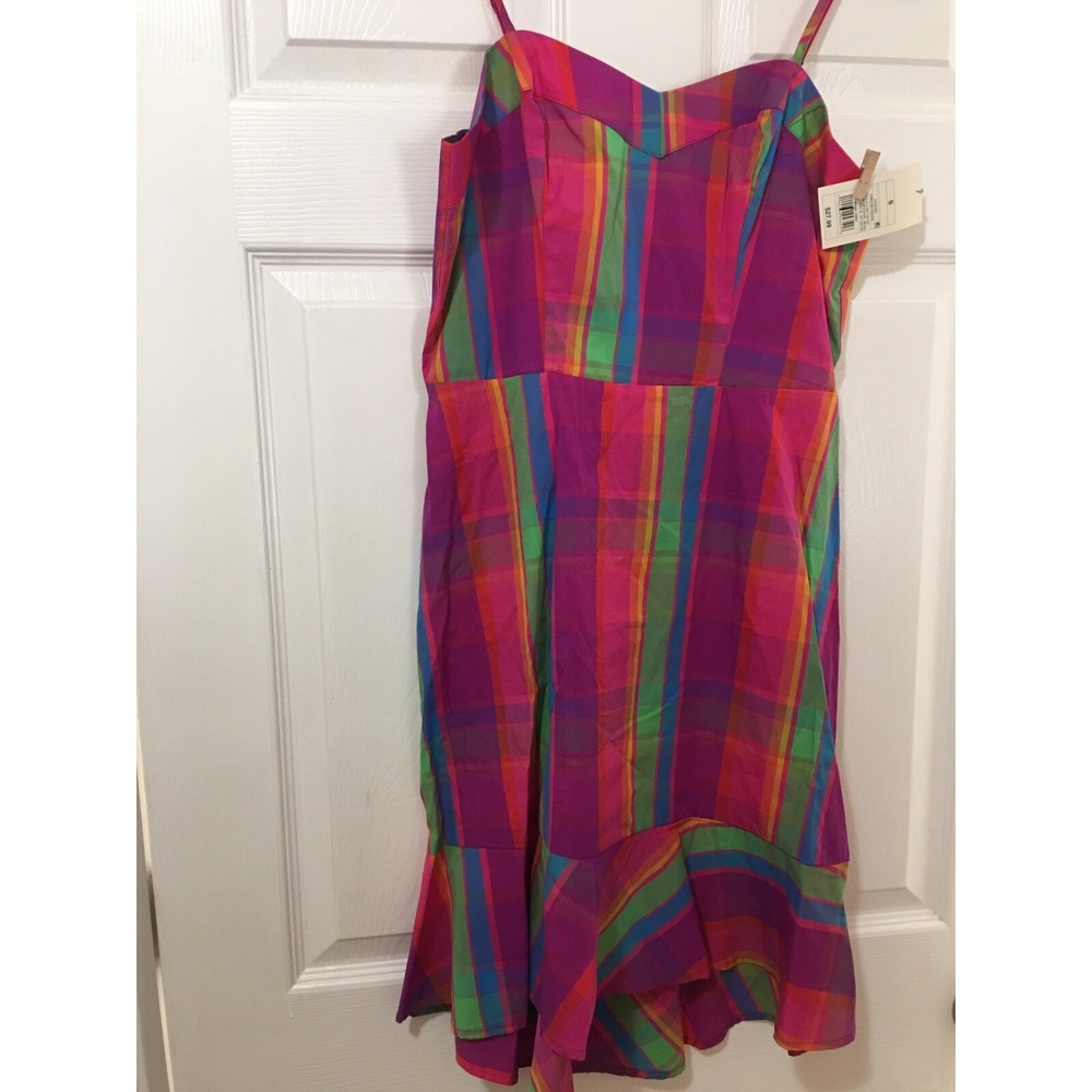A New Day Dress Sleeveless Spaghetti Straps A-Line Size XSmall Pink Plaid New